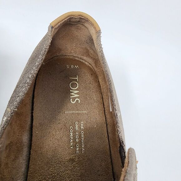 Toms Shaye Dusty Gold Star Suede Brown Gold Sparkle Stack Heel Bootie Womens 8.5 - Picture 4 of 11